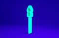 Green Medieval spear icon isolated on blue background. Medieval weapon. Minimalism concept. 3d illustration 3D render