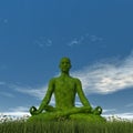 Green meditation - 3D render Royalty Free Stock Photo