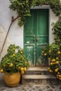 Green Mediterranean door, created with generative AI