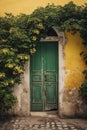Green Mediterranean door, created with generative AI