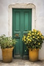 Green Mediterranean door, created with generative AI