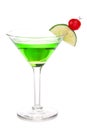 Green melon ball martini cocktail with vodka Royalty Free Stock Photo