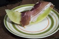Green melon with raw ham ready to savor