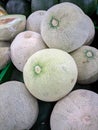 Green melons in the market