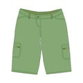 Green men`s, women`s, unisex shorts for a summer hike in the mountains Royalty Free Stock Photo