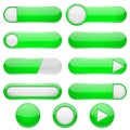 Green menu buttons. 3d oval web icons