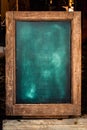 Green menu chalkboard with wooden frame for restaurant or shop Royalty Free Stock Photo