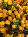 Green and Yellow peppers: market fruit and vegetables