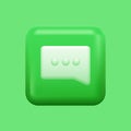 Green Message Icon. Isolated 3D Texting Button Royalty Free Stock Photo