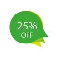 green message 25 percent. Vector illustration.