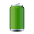 Green Metal Aluminum Beverage Drink Can 330ml. Ready For Your Design. Product Packing Vector EPS10 Royalty Free Stock Photo