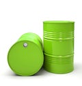 Green Metal barrels isolated