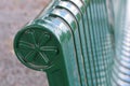 Green Metal Bench with Design, John Prine Memorial Park, Kentucky