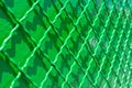 Green metal reconditioned fence Royalty Free Stock Photo