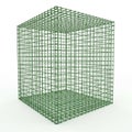 Green Metal Wire Mesh Cube Structure on White Background cage grid Royalty Free Stock Photo