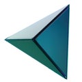 Green metallic and glassy pyramid three-dimensional Abstract, dramatic, passionate, luxurious and exclusive isolated 3D rendering