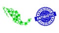 Distress Antibiotic Stamp and Mexican Map Green Pattern of Medication Granule Items