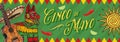 Green Mexico horizontal banner with pinata