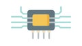 Green Microchip or Processor Integrated Circuit Icon, vector design Generative AI Royalty Free Stock Photo