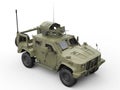 Green military all terrain tactical vehicle - top view