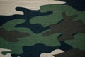 Green military camouflage fabric, cloth background with beige, brown and black spots Royalty Free Stock Photo