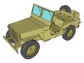 Green military jeep, illustration, vector Royalty Free Stock Photo