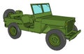 Green military jeep, illustration, vector Royalty Free Stock Photo