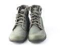 Green military style sneakers on white