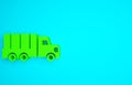 Green Military truck icon isolated on blue background. Minimalism concept. 3d illustration 3D render Royalty Free Stock Photo