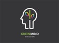 Green mind- abstract colorful icon of human head, brain symbol Royalty Free Stock Photo