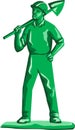 Green Miner Holding Shovel Retro Royalty Free Stock Photo
