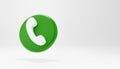 Green Minimal phone call Symbol in 3D rendering isolated on white background