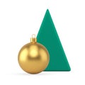 Green minimalist Christmas tree triangular pyramid premium ball toy hang realistic 3d icon vector Royalty Free Stock Photo