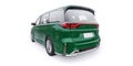 Green Minivan family city car. Premium Business Car. 3D illustration