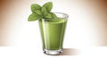 Green Mint Juice in a Tall Glass with Fresh Mint Leaves on a Gradient Background ramadan Royalty Free Stock Photo
