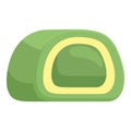 Green mint mochi icon cartoon vector. Korean meal