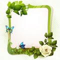 Green mirror with rose