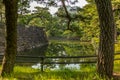 The green moat surrounding the walls of the Imperial Palace in T