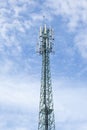 Green mobile phone pole with blue sky and cloud Royalty Free Stock Photo