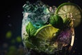 Green mojito cocktail. Illustration Generative AI