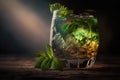 Green mojito cocktail. Illustration Generative AI