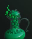 Green mojito drink in decanter. Healthy food and smoothie drinks. 3d render, 3d illustration.