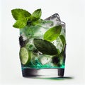 Green Mojito with lime. Illustration Generative AI