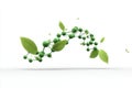 Green Molecular Chain with Leaves Symbolizing Nature and Biotechnology. Royalty Free Stock Photo