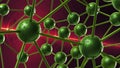 green Molecular geometric chaos abstract structure. Science technology network connection hi-tech background 3d rendering Royalty Free Stock Photo
