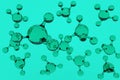 Green molecule science in 3D rendering Royalty Free Stock Photo