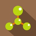 Green molecule structure dna icon, flat style