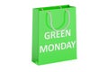 Green Monday concept, shopping bag. 3D rendering