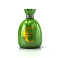 Green money bag with Euro currency sign Royalty Free Stock Photo