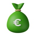 Green Money Bag Euro 3D Illustration Royalty Free Stock Photo